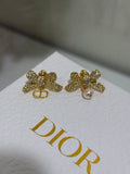 Dior Crystal Butterfly Pearl CD Stud Earrings
