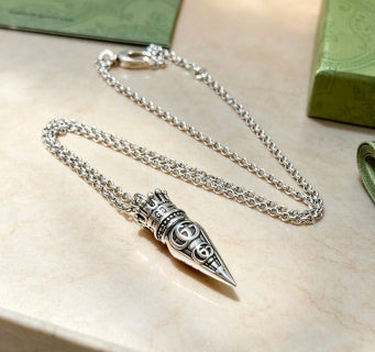 Gucci Engraved GG Spike Pendant Necklace